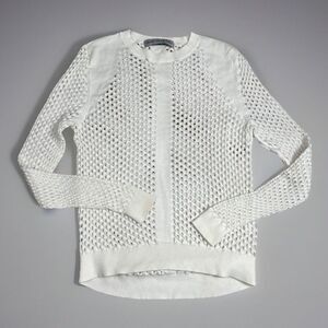 Blessed are the Meek White Open‎ Mesh Knit Long Sleeve Shirt Small